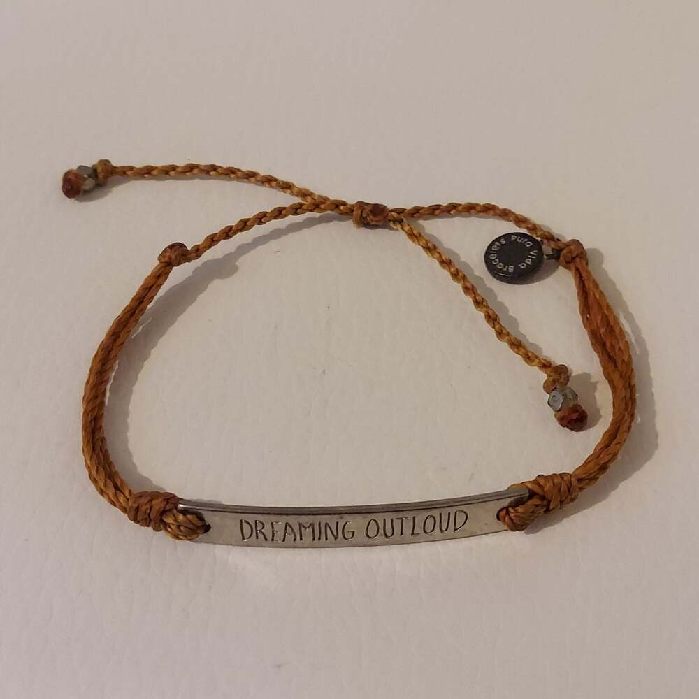 Pura Vida Brown Cord and Silver Tone Adjustable Bracelet